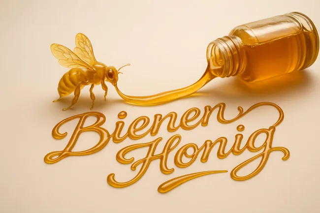 Honig-Werbeschriftzug mit detailgetreuer Biene