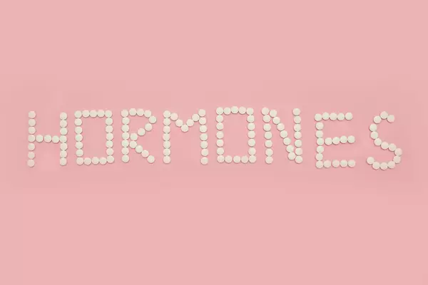 Hormones word made of medical pills