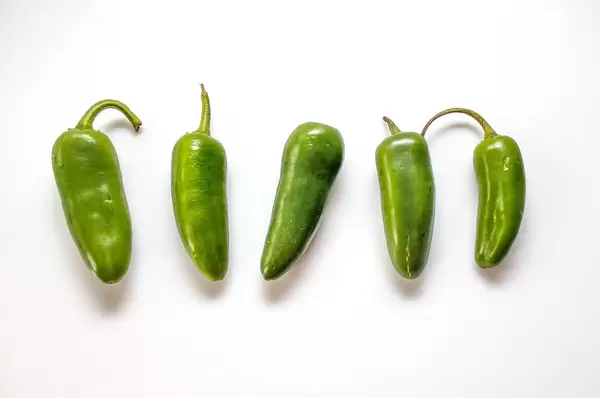 Hot Green Pepper on a White Background