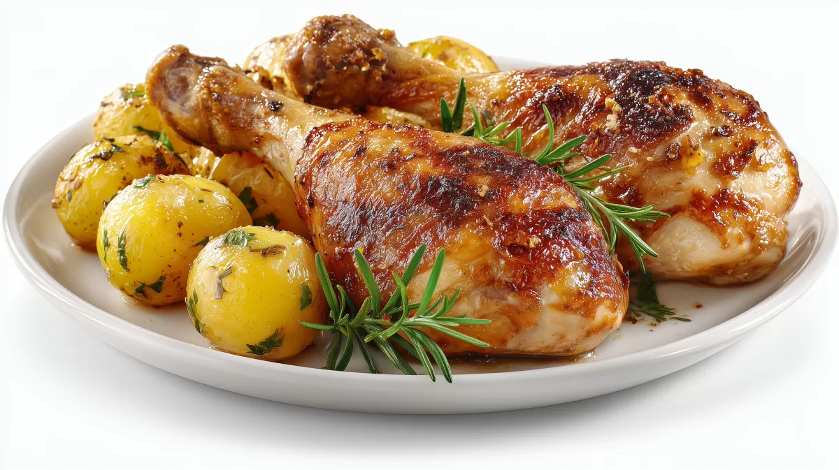 Hühnchenkeulen aus dem Ofen mit Rosmarinkartoffeln