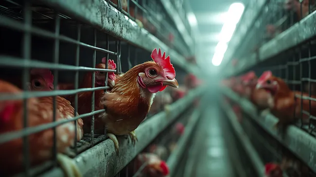 Hühner in enger Käfighaltung: Ein Blick in die industrielle Geflügelproduktion