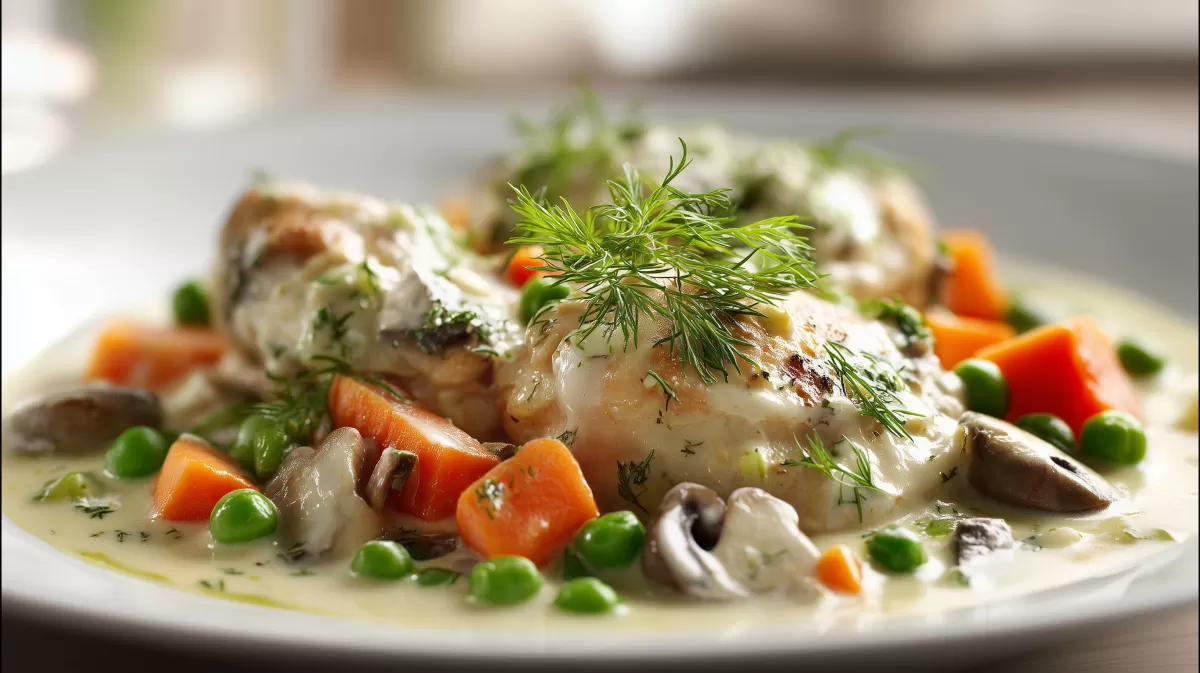 Hühnerfrikassee schnell und einfach gemacht mit Gemüse