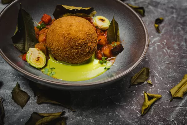 Huge Falafel Ball With Hot Vegetable Sauce