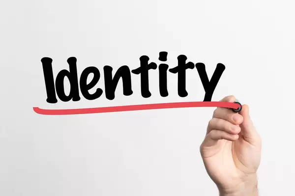 Human hand writing Identity on whiteboard