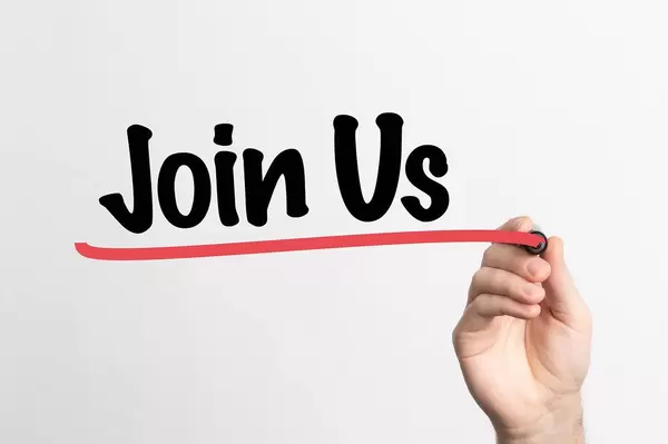 Human hand writing Join Us on whiteboard