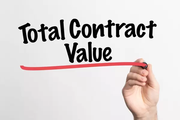 Human hand writing Total Contract Value on whiteboard