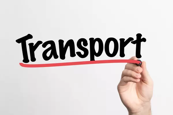Human hand writing Transport on whiteboard