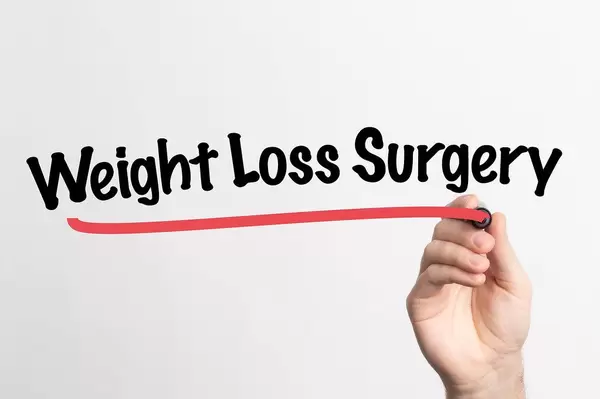 Human hand writing Weight Loss Surgery on whiteboard
