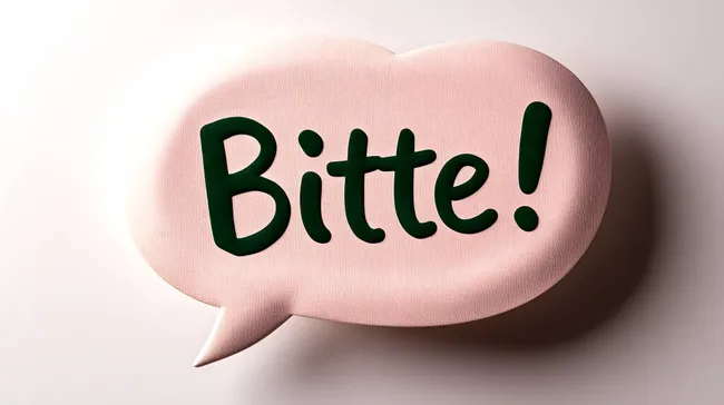 Humorvolle Sprechblase mit Wort 'Bitte' in Textdesign