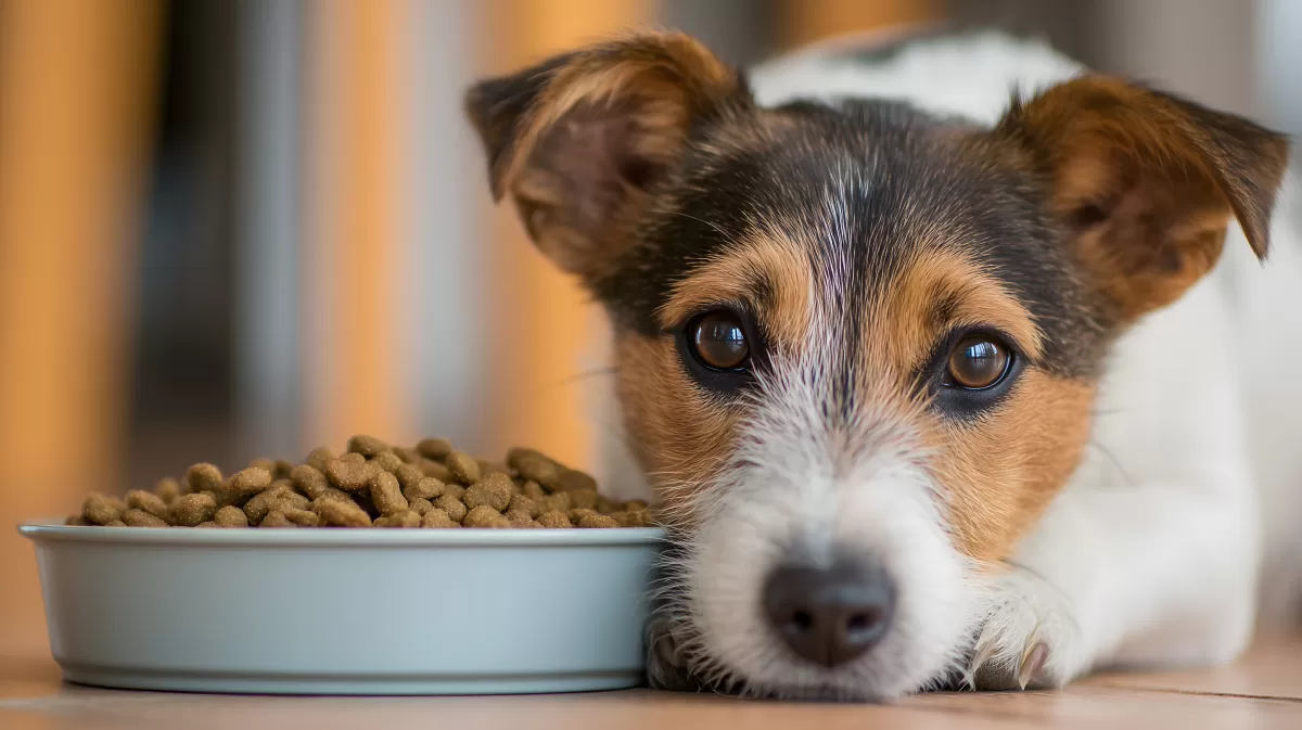Hund wartet geduldig auf sein Futter