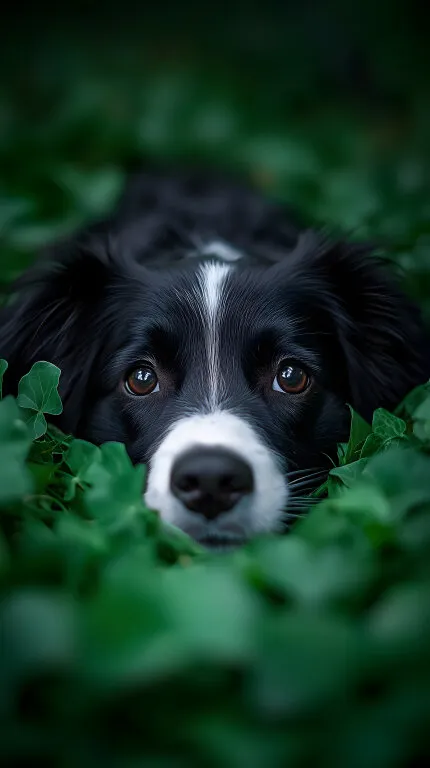 Hundeblick aus grünem Gras