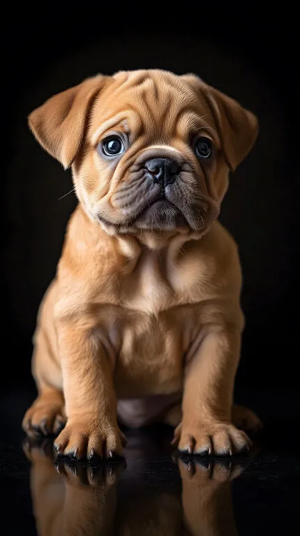 Hundeblick aus nächster Nähe - süßer Mops-Welpe