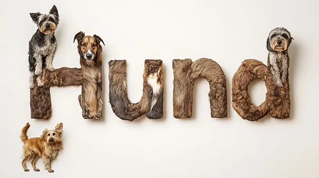 Hundeporträt aus Fellbuchstaben