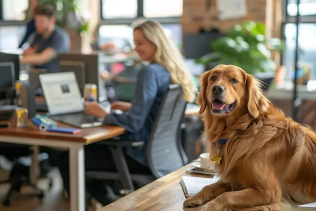 Hundetag in einem modernen Büroraum