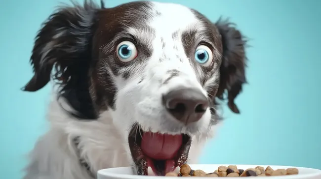 Hungriger Border Collie mit offenem Mund