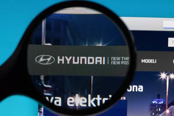 Hyundai logo under magnifying glass