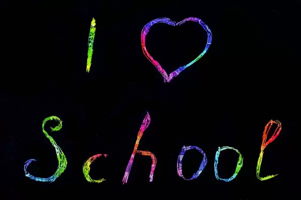 I love school - lettering on black background
