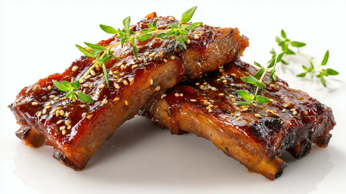 Iberico Spareribs mit BBQ Glasur und Sesam