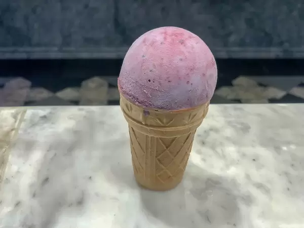 Ice cream cone with a flat bottom. Famous Russian ice cream