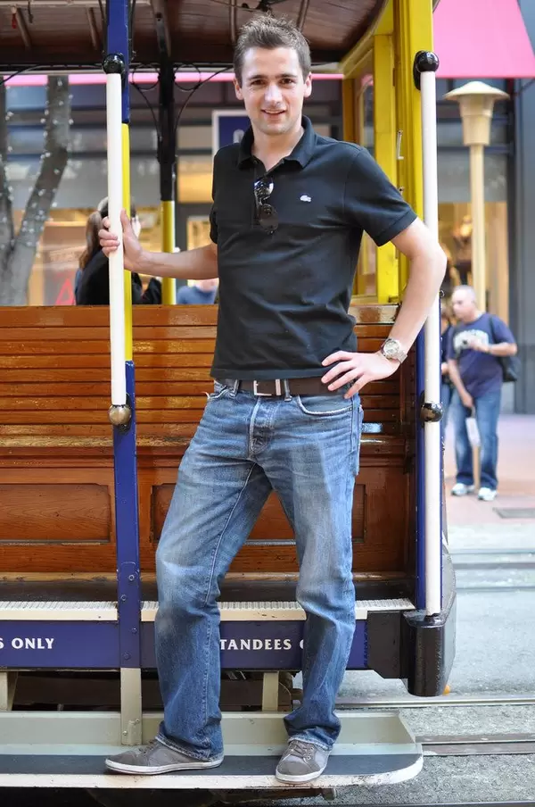 Ich fahre mit einer Straßenbahn in San Francisco