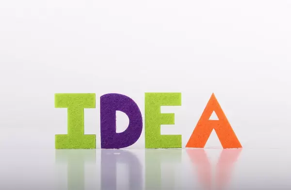Idea text on white background