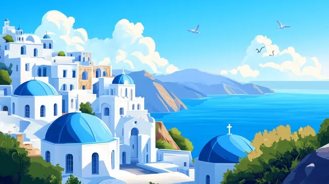 Idyllische Küstenstadt Santorini in Griechenland