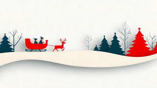 Idyllische Weihnachtslandschaft mit Rentier und Schlitten