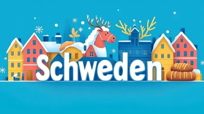 Idyllische Winterlandschaft in Schweden mit Rentiermotiv