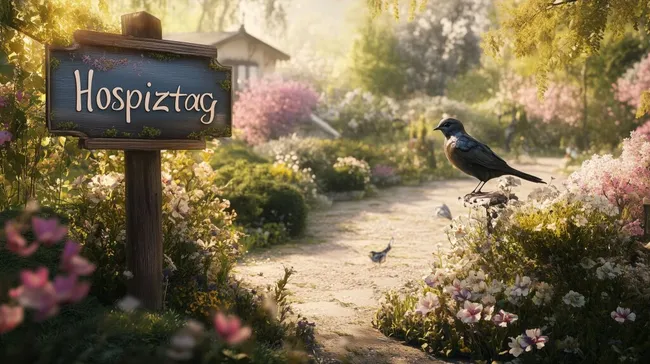 Idyllischer Hospiz-Garten mit Vogelwelt