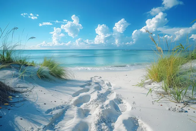 Idyllischer Strandabschnitt mit Dünen und Strandhafer