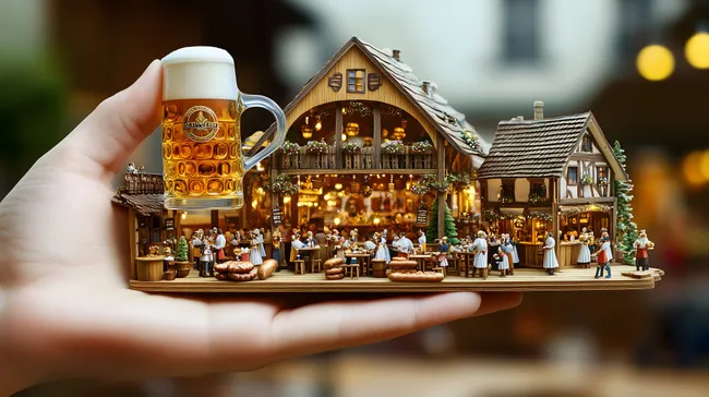 Idyllischer Weihnachtsmarkt mit detailreichem Biergarten