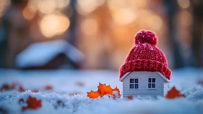 Idyllisches Miniaturhaus im verschneiten Winterwald