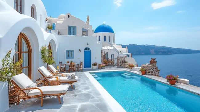 Idyllisches Santorini-Haus mit Pool und Meerblick