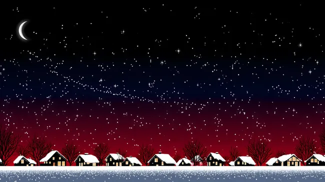 Idyllisches Winterdorf unter Sternenhimmel