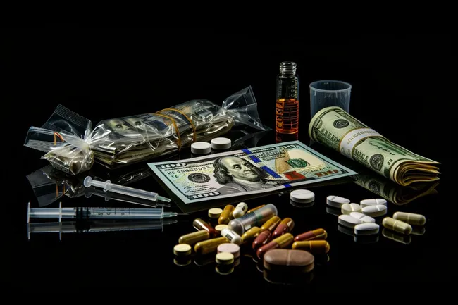 Illegale Drogen und Bargeld - Konzept für Drogenmissbrauch