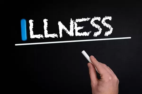 Illness text on blackboard