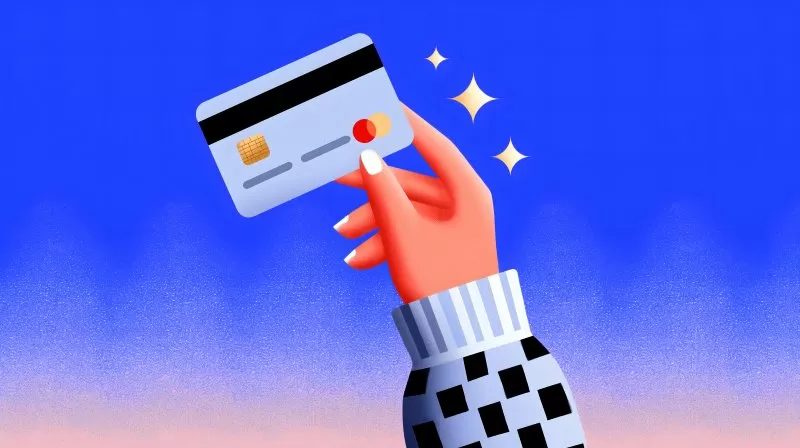 Illustration einer Kreditkarte in einer Hand
