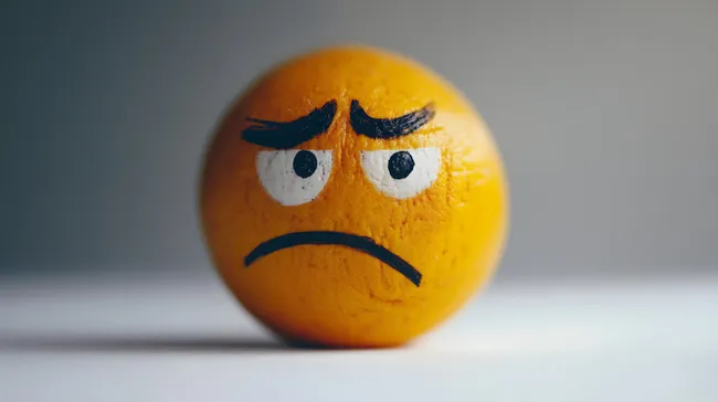 Illustration eines frustrierten Zitrus-Emoticons