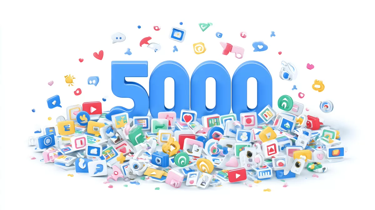 Illustration zur Erreichung von 5.000 Followern in sozialen Medien