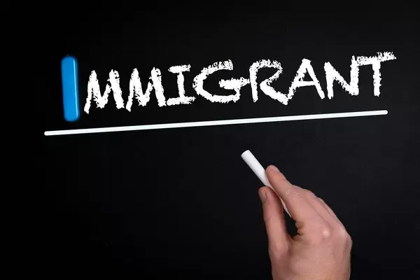 Immigrant text on blackboard