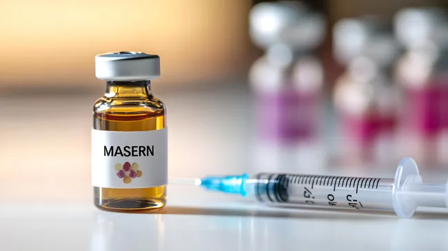 Impfstoff-Fläschchen und Spritze für Masernimpfung