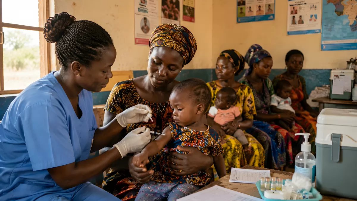 Impfung eines Kleinkindes in afrikanischer Gesundheitsstation