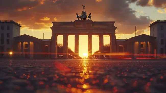 Imposante Brandenburgtor-Silhouette bei Sonnenuntergang