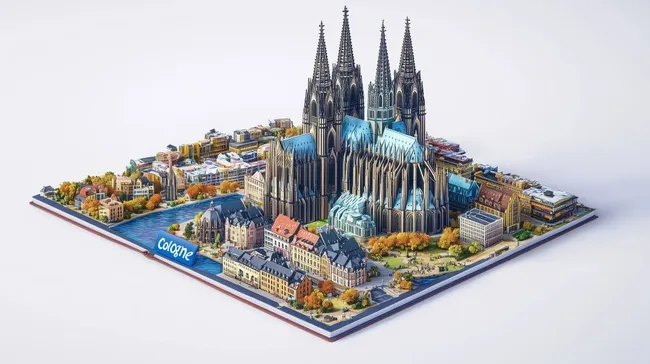 Imposanter Kölner Dom mit historischer Skyline