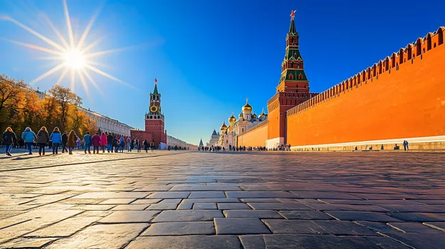 Imposanter Kreml-Komplex im Sonnenlicht am Roten Platz