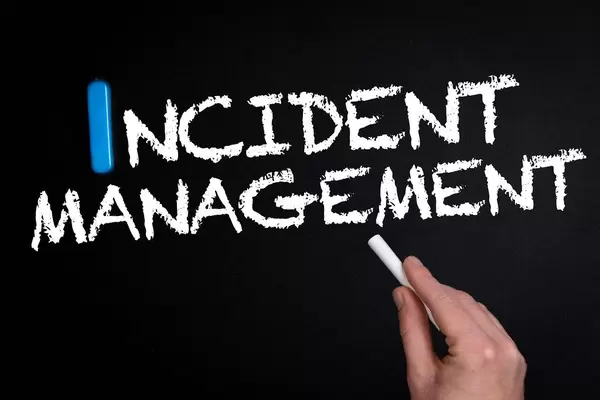 Incident management text on blackboard