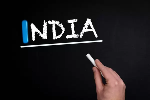 India text on blackboard