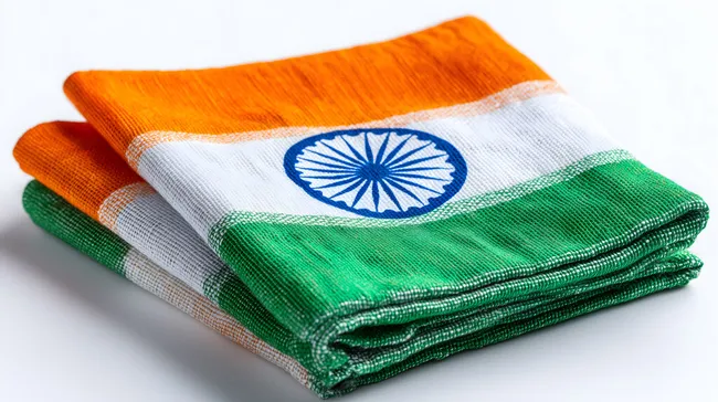 Indische Flagge vor weißem Hintergrund