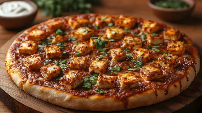 Indische Paneer-Pizza mit würziger Sauce