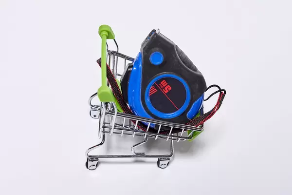 Industrial measuring tape in the shopping cart